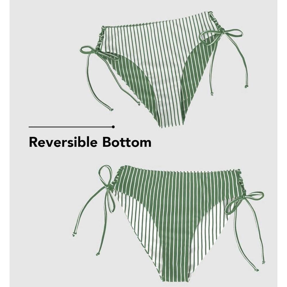 NWT CUPSHE Women's 2 Piece Bikini Set Back with Reversible Bottom Size Medium - Picture 3 of 6